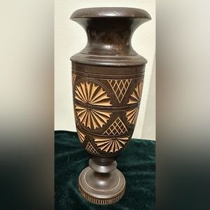 Beautiful hand carved wooden vase